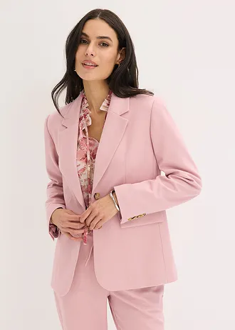Stretch blazer met één rij knopen, Kleur: rookorchidee gemêleerd