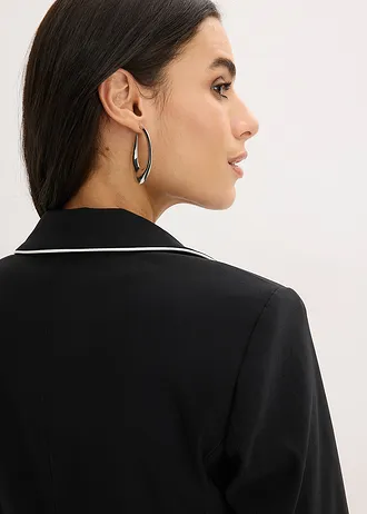 Blazer stretch din bengalină • negru/ecru • magazin bonprix