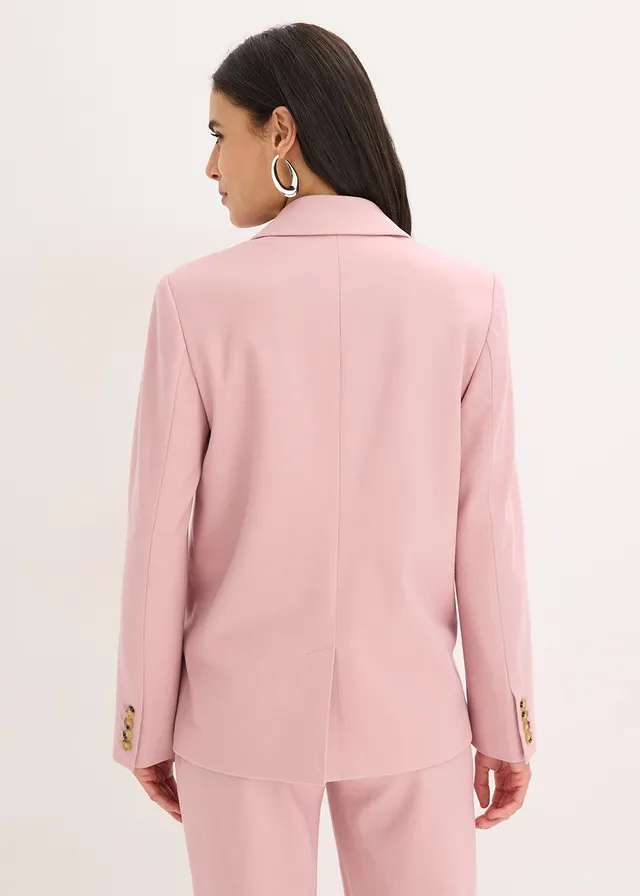 Stretch blazer met één rij knopen, Kleur: rookorchidee gemêleerd