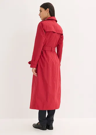 Trench-coat long ceinturé à la taille • rouge cerise • Boutique bonprix