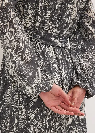 Robe longue • noir-blanc nacré python • Boutique bonprix