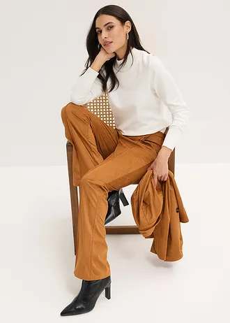 Pantaloni evazați din imitație de piele întoarsă • auriu-coniac • magazin bonprix