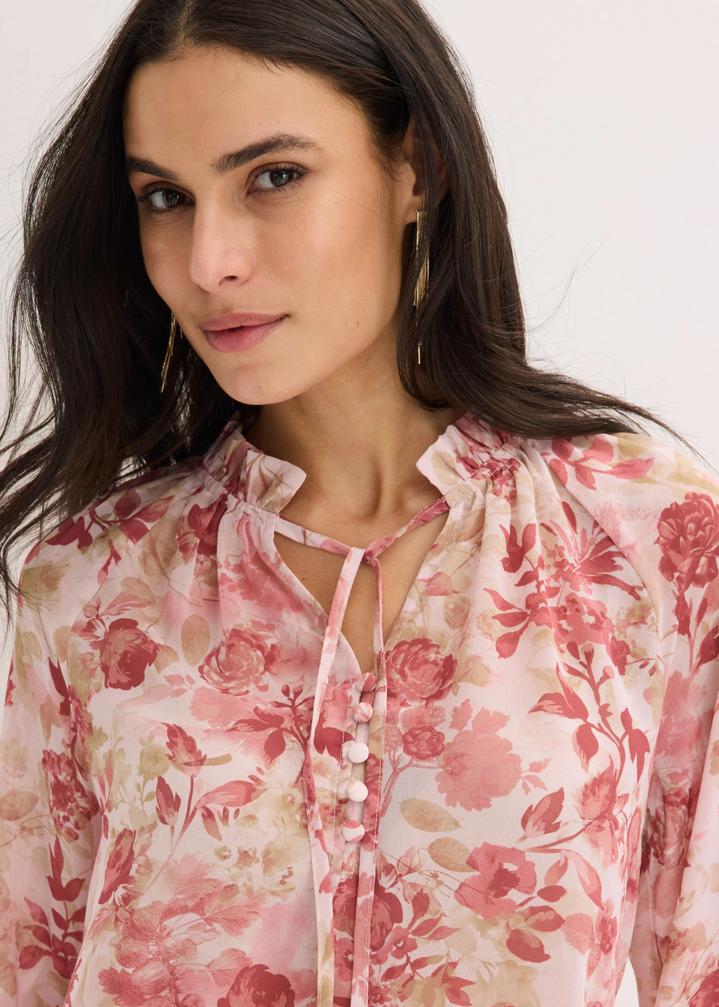 Tunique en mousseline avec lien à nouer • rose clair floral • Boutique bonprix