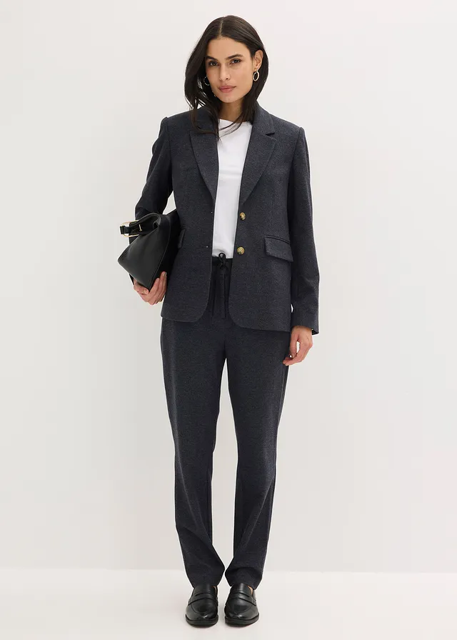 Stretch blazer met één rij knopen • donkerblauw gemêleerd • product-page.page-title-suffix