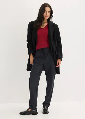 Geribde trui met korte mouw • kersenrood • bonprix online shop