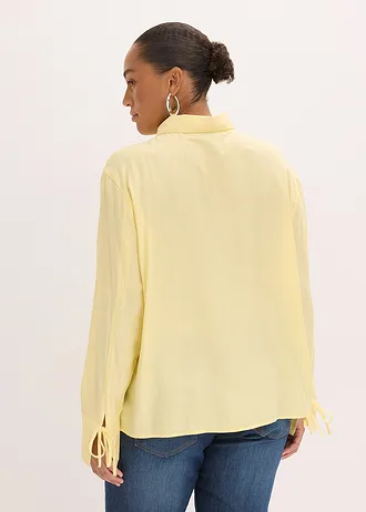 Overhemdblouse in een soepele viscosemix, Kleur: lichtgeel