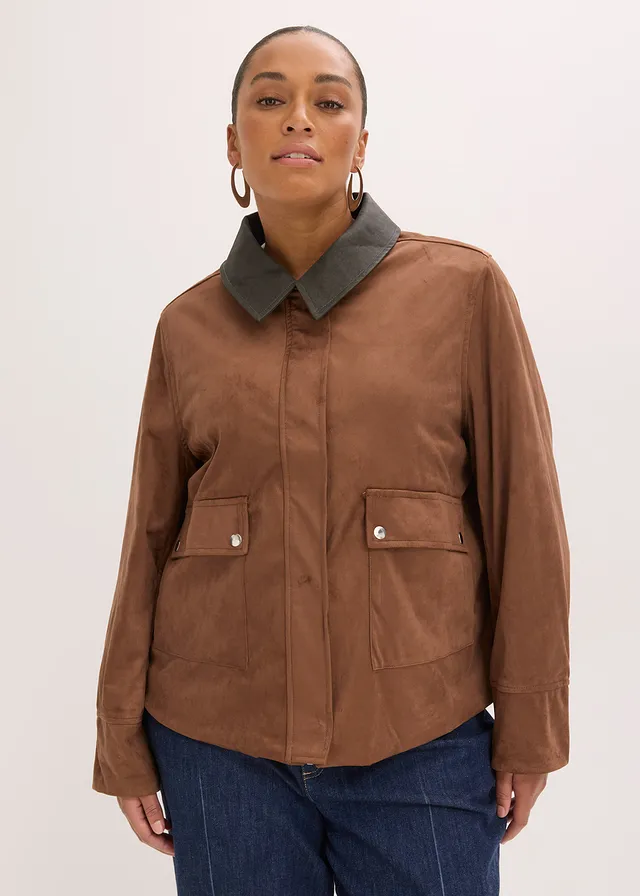 Veste en suédine, Couleur: marron