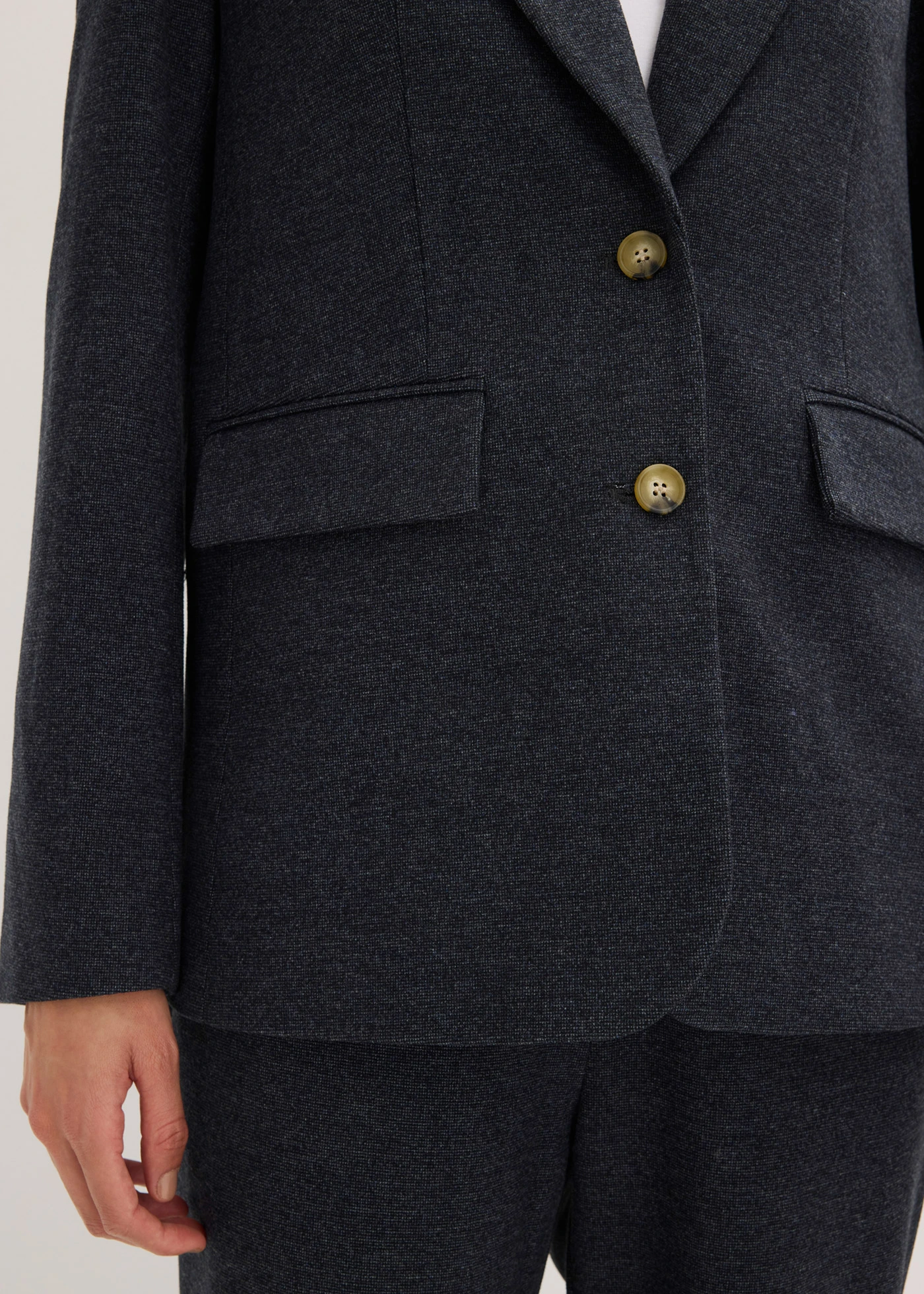 Blazer à boutonnage simple • bleu foncé chiné • Boutique bonprix