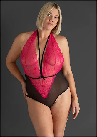 Stringbody ouvert, barva: černo-tmavě pink