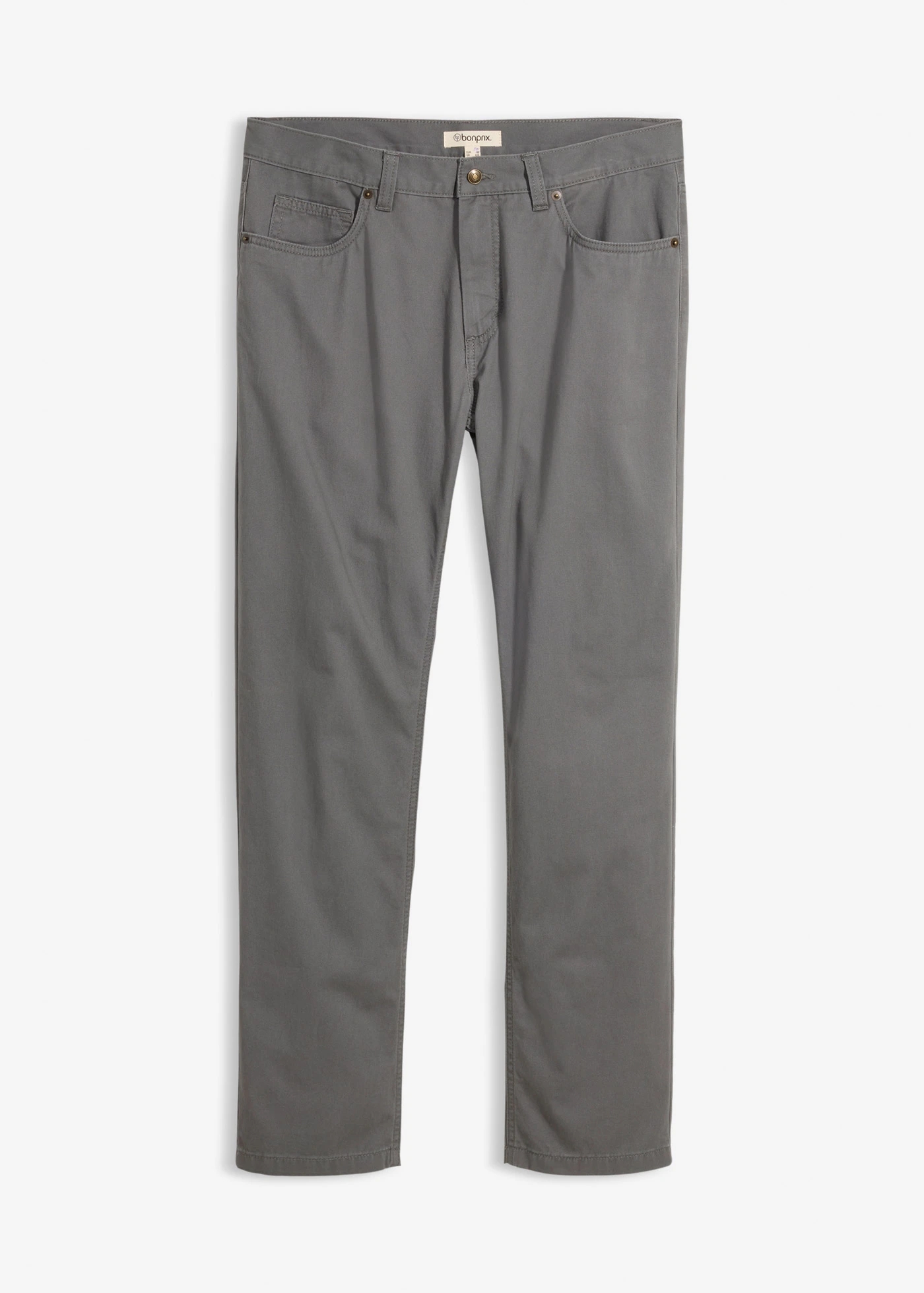 Regular, straight fit twill broek van puur katoen • rookgrijs • bonprix online shop