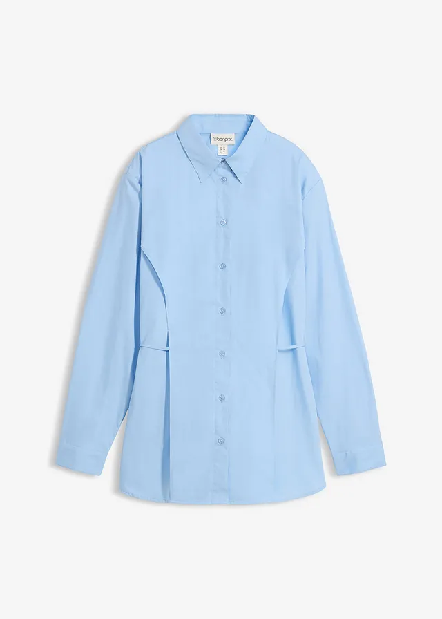 Katoenen blouse met strikdetail • lichtblauw • bonprix online shop