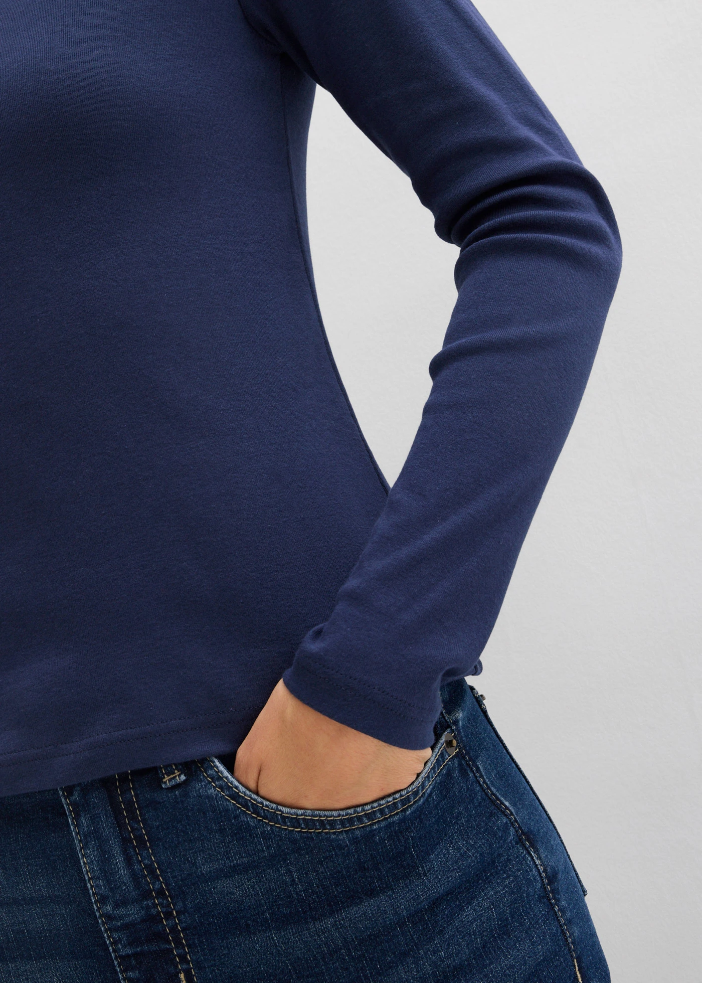 Bluză cu mâneci lungi din bumbac organic 100% • bleumarin • magazin bonprix