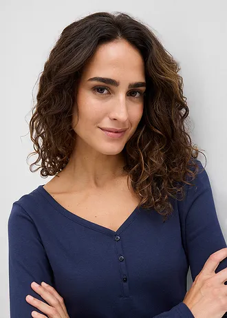 Bluză cu mâneci lungi din bumbac organic 100% • bleumarin • magazin bonprix