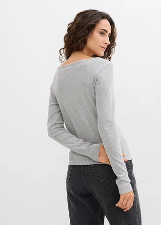 Longsleeve van puur biologisch katoen, Kleur: lichtgrijs gemêleerd