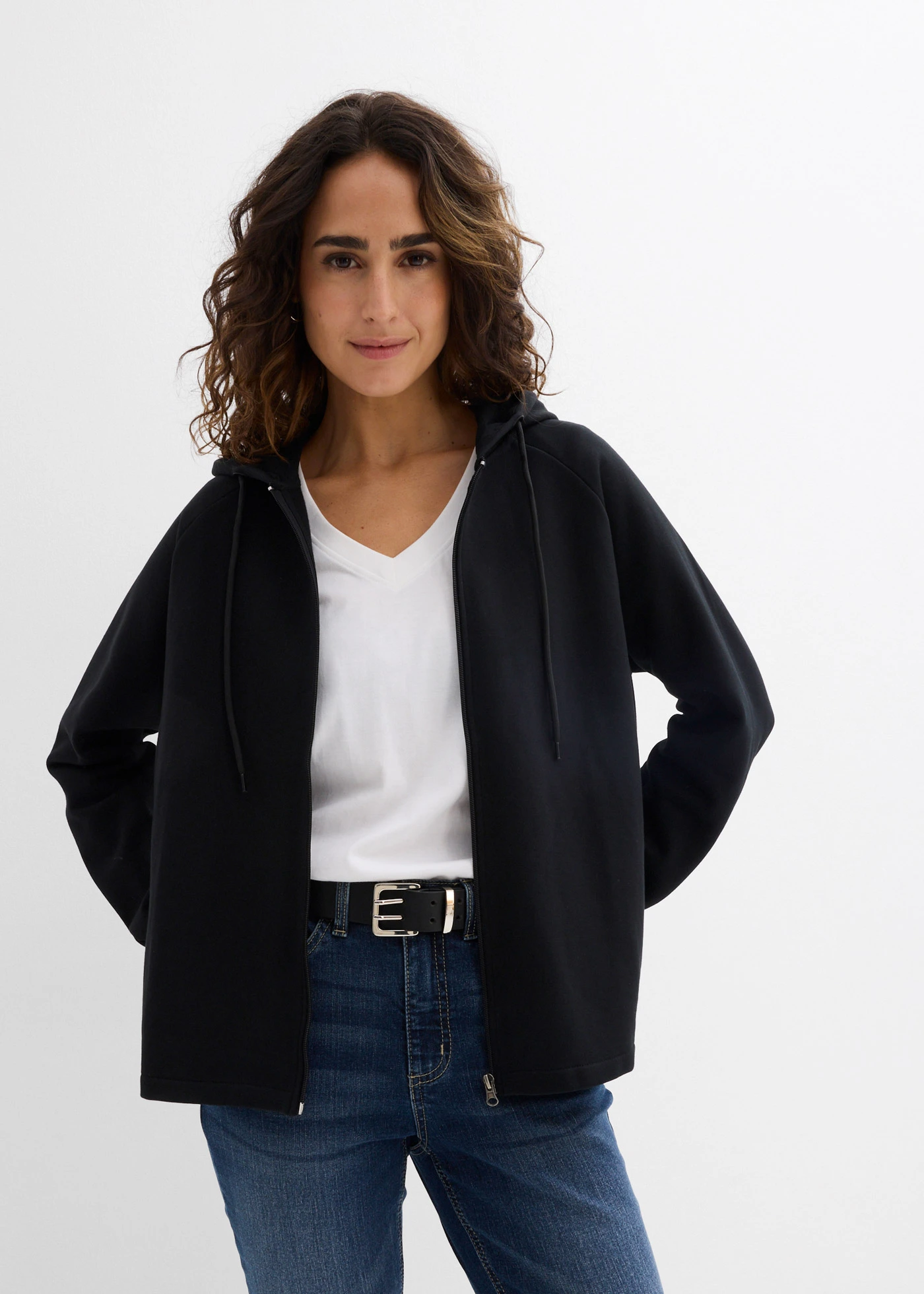 Bluza rozpinana z czystej bawełny organicznej • czarny • sklep bonprix