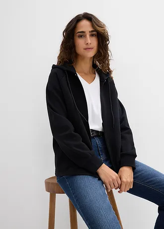 Bluza rozpinana z czystej bawełny organicznej • czarny • sklep bonprix