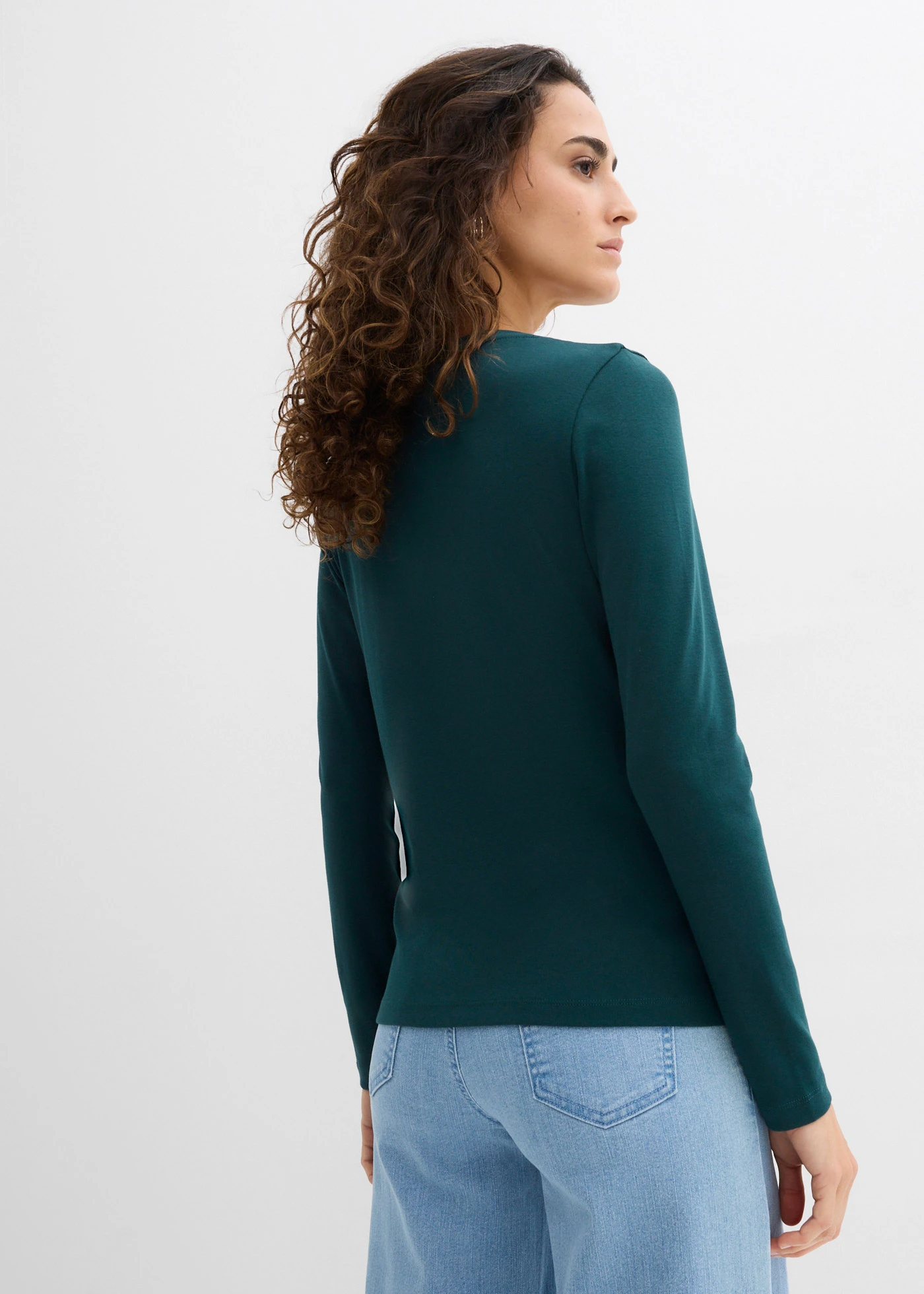 Bluză cu mâneci lungi din bumbac organic 100% • verde profund • magazin bonprix