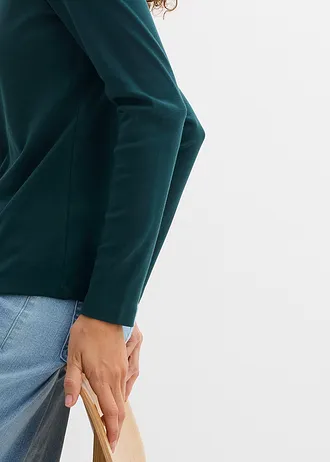 Hosszú ujjú póló tiszta bio-pamutból • mélyzöld • bonprix áruház