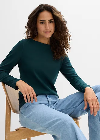 Longsleeve van biologisch katoen • diepgroen • bonprix online shop