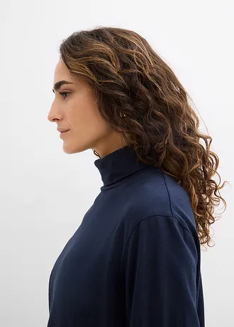 Bluză cu guler rulat din bumbac organic 100% • bleumarin • magazin bonprix