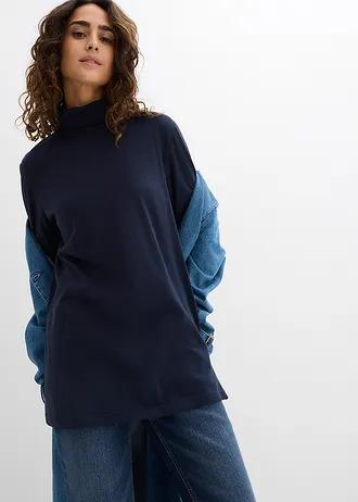 Bluză cu guler rulat din bumbac organic 100% • bleumarin • magazin bonprix