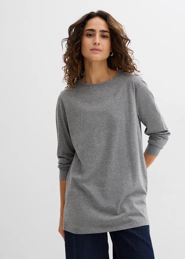 T-shirt long 100% coton • gris chiné • product-page.page-title-suffix