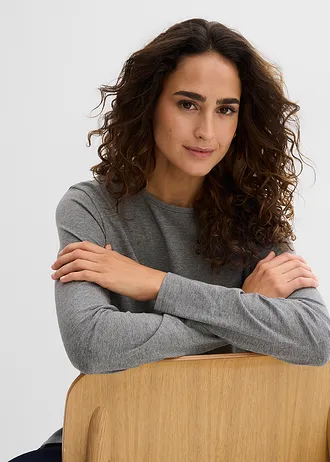 Dlhé tričko z čistej bio bavlny • sivá melírovaná • obchod bonprix