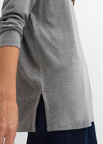 T-shirt long 100% coton • gris chiné • Boutique bonprix