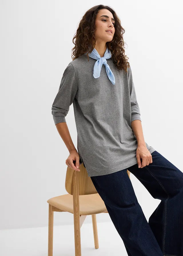 T-shirt long 100% coton • gris chiné • product-page.page-title-suffix