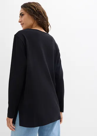Longshirt van biologisch katoen, Kleur: zwart