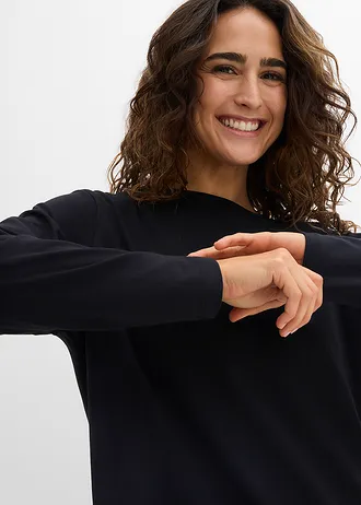 T-shirt long 100% coton • noir • Boutique bonprix