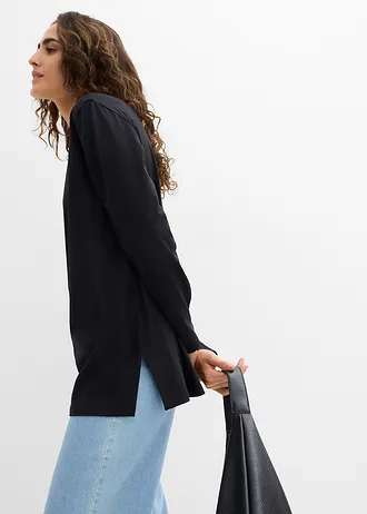 Długa bluzka z czystej bawełny organicznej • czarny • sklep bonprix