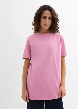 Długi T-shirt z czystej bawełny organicznej (2 szt.) • granatowy+róż malwowy • sklep bonprix