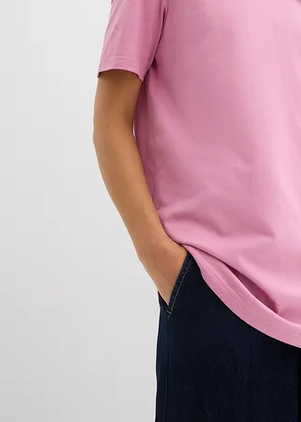 Długi T-shirt z czystej bawełny organicznej (2 szt.) • granatowy+róż malwowy • sklep bonprix