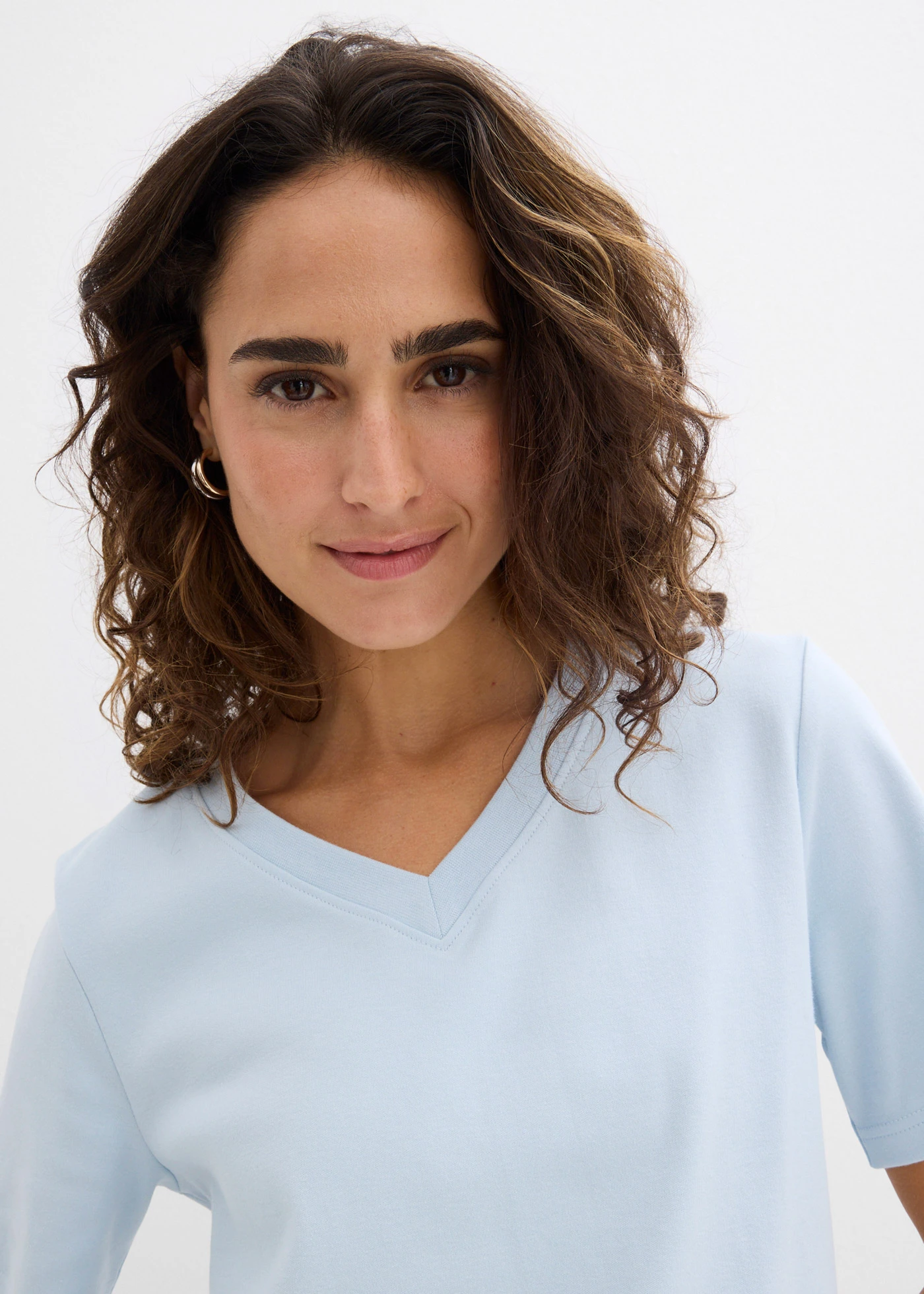 Bluză tricot din jerse greu din bumbac organic (set/2 buc.) • albastru pudrat-bleumarin • magazin bonprix