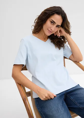 Tričko Heavy Jersey, z čistej bio bavlny (2 ks) • púdrovo modrá/tmavomodrá • obchod bonprix