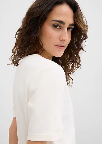 Zwaar jersey shirt van puur biologisch katoen (set van 2) • parelwit-zwart • bonprix online shop