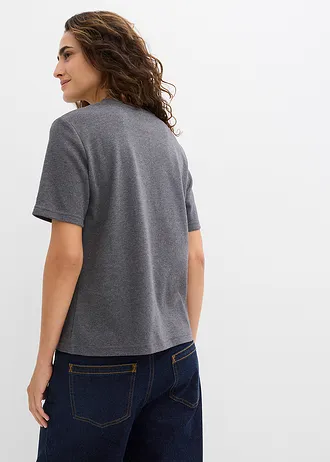 Heavy jersey shirt van biologisch katoen (set van 2), Kleur: grijs gemêleerd-donkerblauw gemêleerd