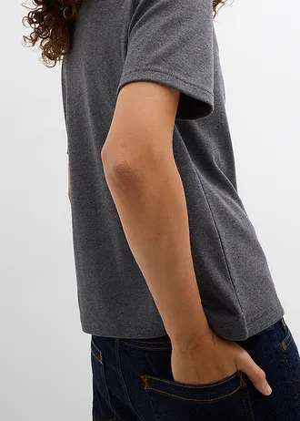 Heavy jersey shirt van biologisch katoen (set van 2) • grijs gemêleerd-donkerblauw gemêleerd • bonprix online shop