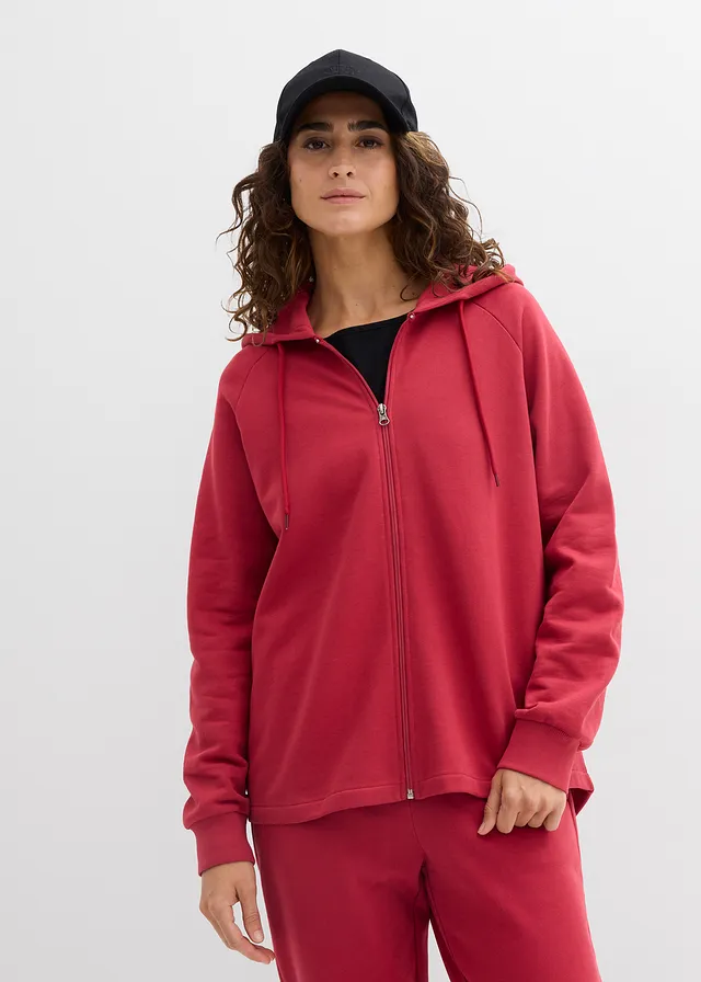 Sweat zippé 100% coton • rouge cerise • product-page.page-title-suffix