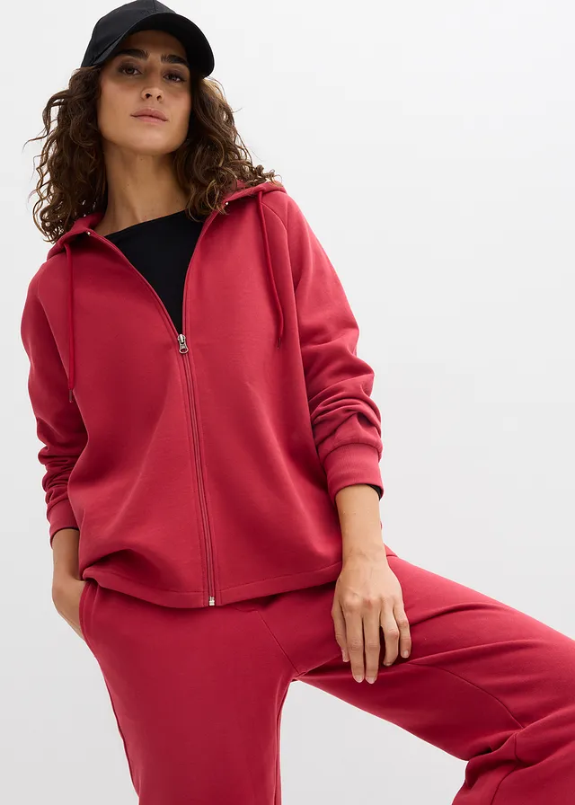 Sweat zippé 100% coton • rouge cerise • product-page.page-title-suffix