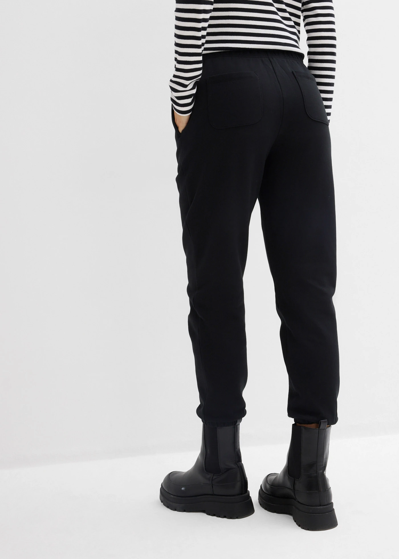 Lot de 2 pantalons sweat 100% coton • noir + gris clair chiné • Boutique bonprix