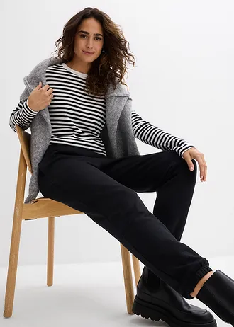 Sweatpants van puur biologisch katoen (set van 2) • zwart-lichtgrijs gemêleerd • bonprix online shop