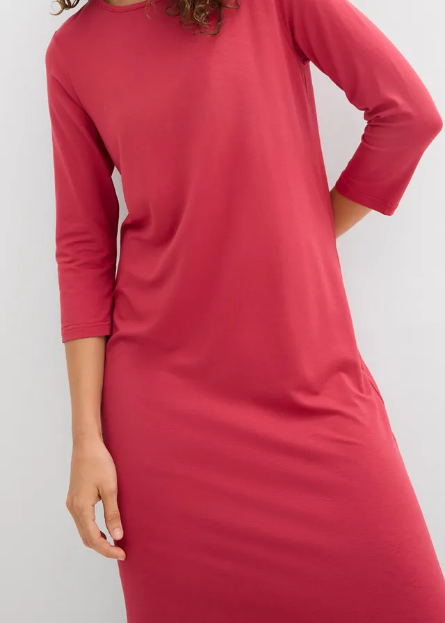 Rochie din tricot din viscoză fină • roşu-cireaşă • magazin bonprix