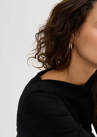 Accentuerend geribd shirt • zwart • bonprix online shop