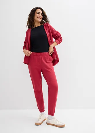 Sweatpants van puur biologisch katoen (set van 2), Kleur: zwart-kersenrood