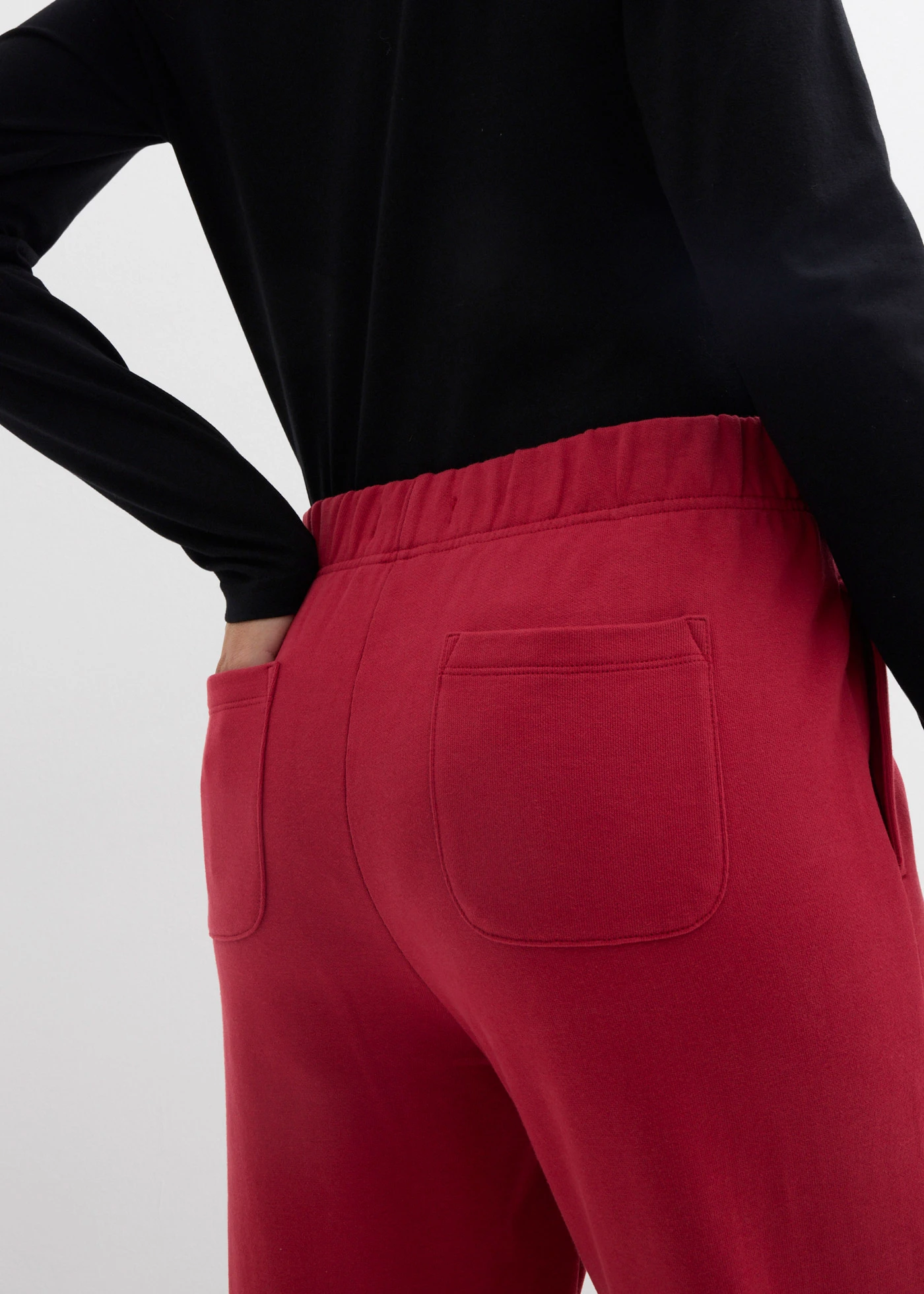 Pantaloni casual din bumbac organic 100% (set/ 2 buc.) • negru-roșu-cireașă • magazin bonprix