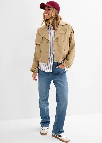 Korte trenchcoat, Kleur: kakibruin