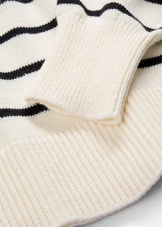 Trui van puur katoen • parelwit-zwart gestreept • bonprix online shop
