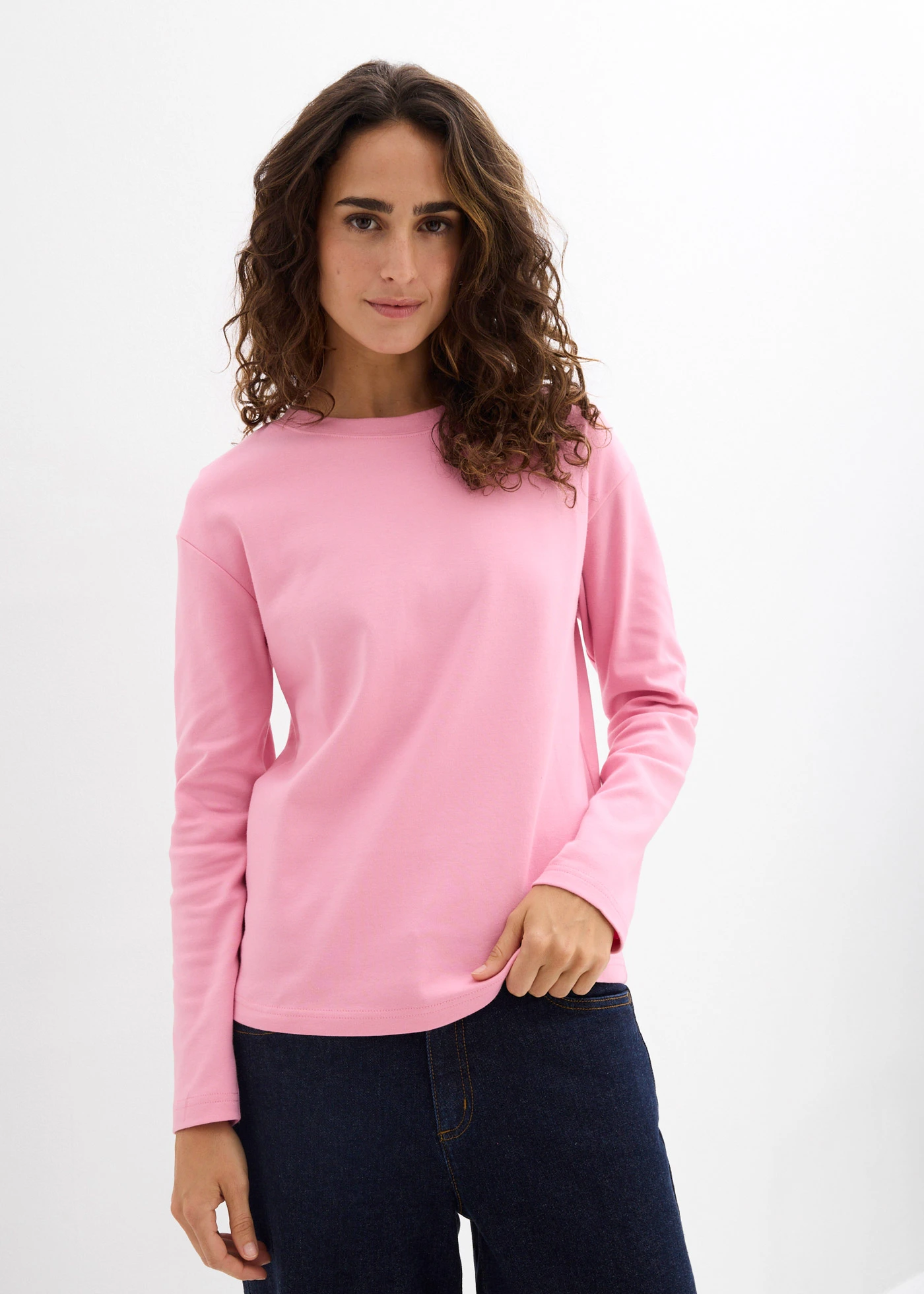 Bluză cu mâneci lungi din bumbac organic pur, gros • violet-orhidee fumuriu • magazin bonprix